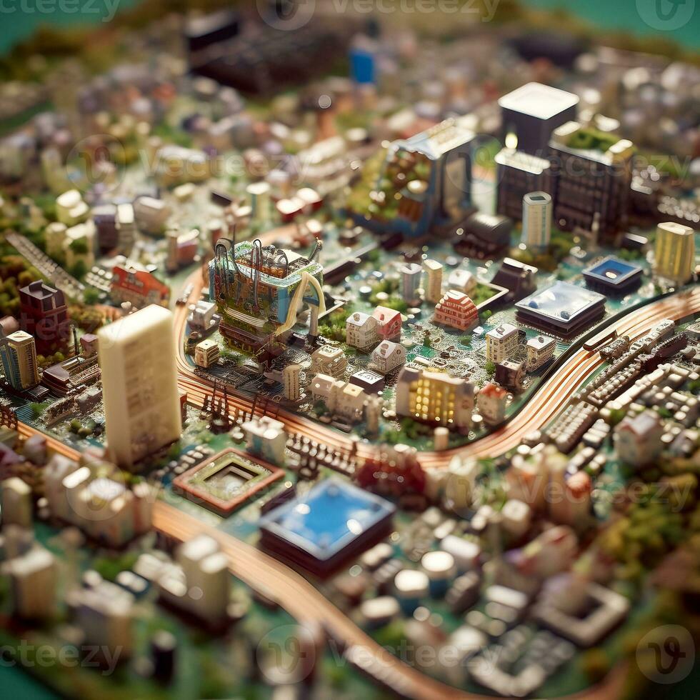 AI Generated Miniature Paris on a Motherboard photo