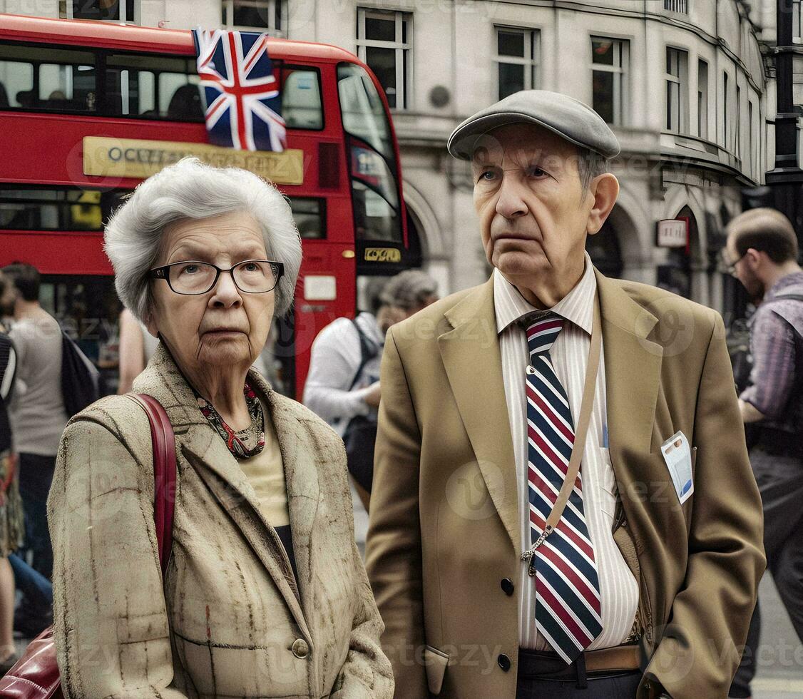 Timeless Love Typical British Elderly Couple   AI Generative Art photo