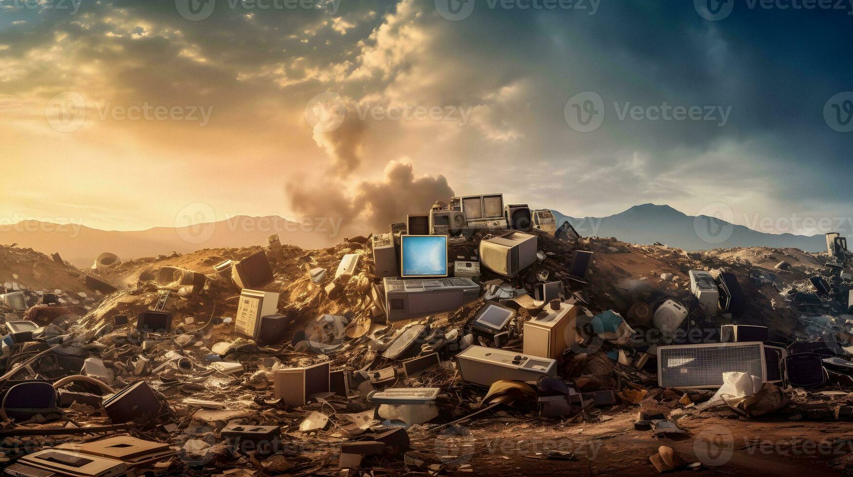 AI Generated Gigantic Mountain of E Waste photo