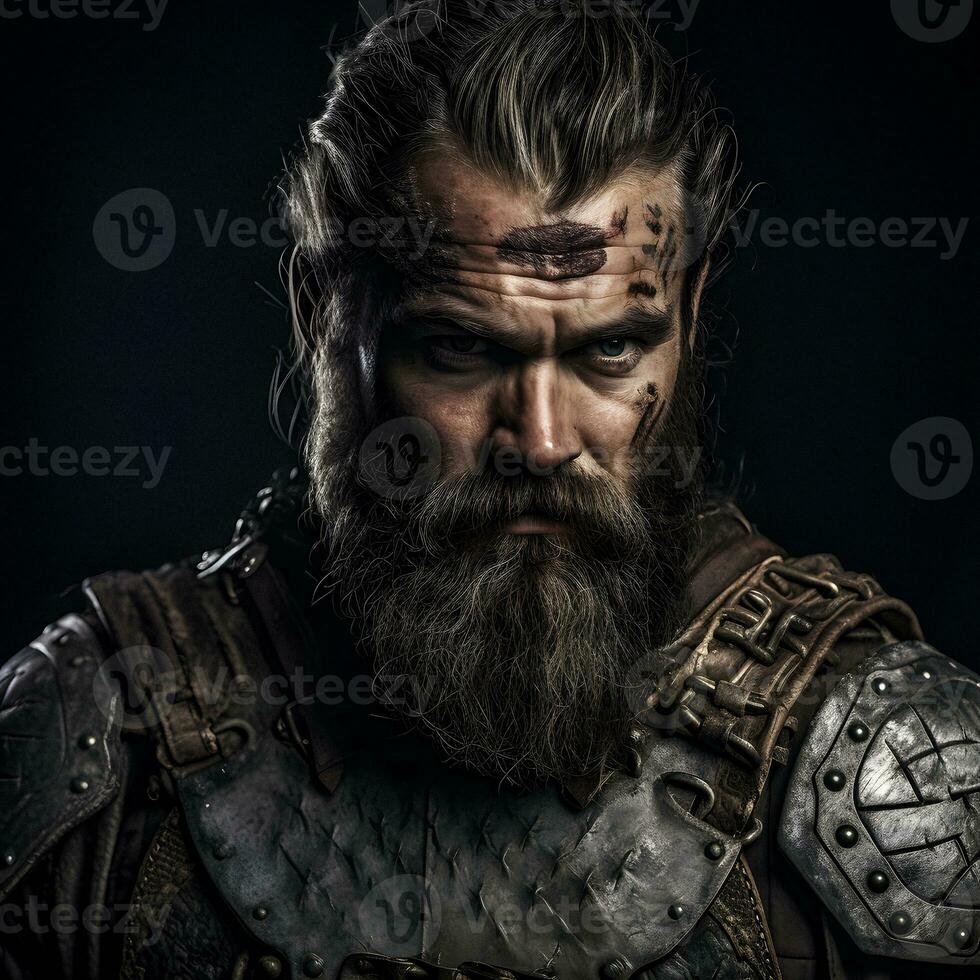 retrato de un vikingo guerrero. generativo ai. foto