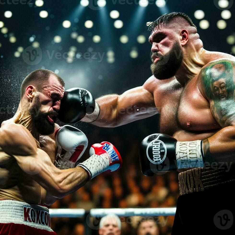 AI-Generated Color Image of a Knockout Boxing Punch photo