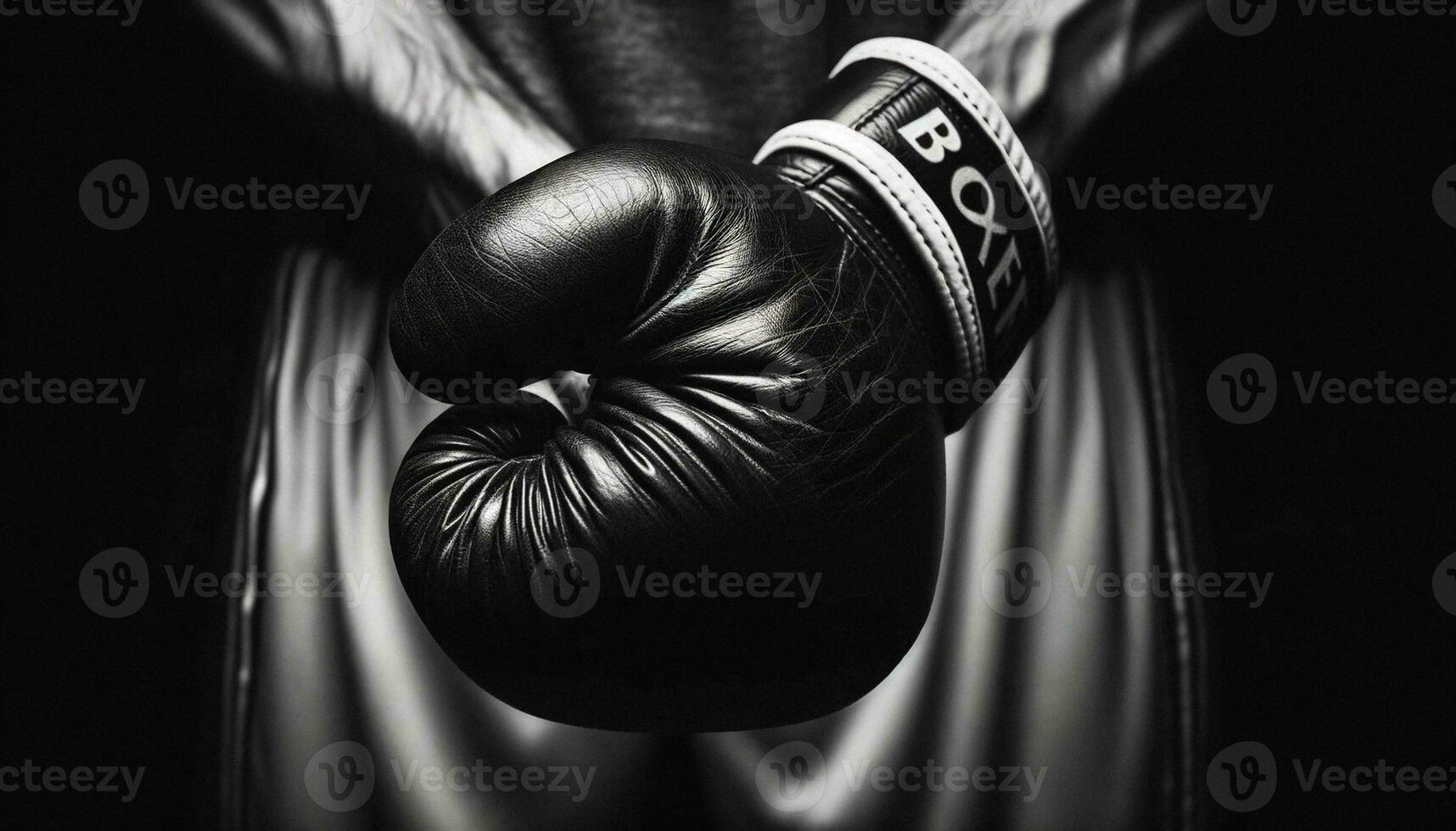 Stylish Graphic Black and White Boxing Photo with AI-Generated Combat Readiness