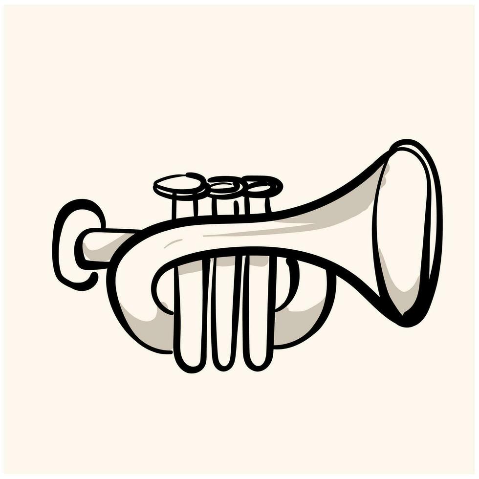 Trumpet sketch doodle or lineart for web and mobile. Hand drawn doodle  Trumpet vector