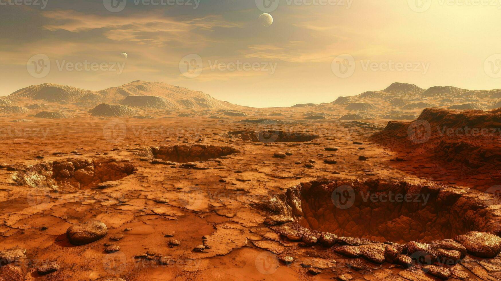 background mars impact craters ai generated photo