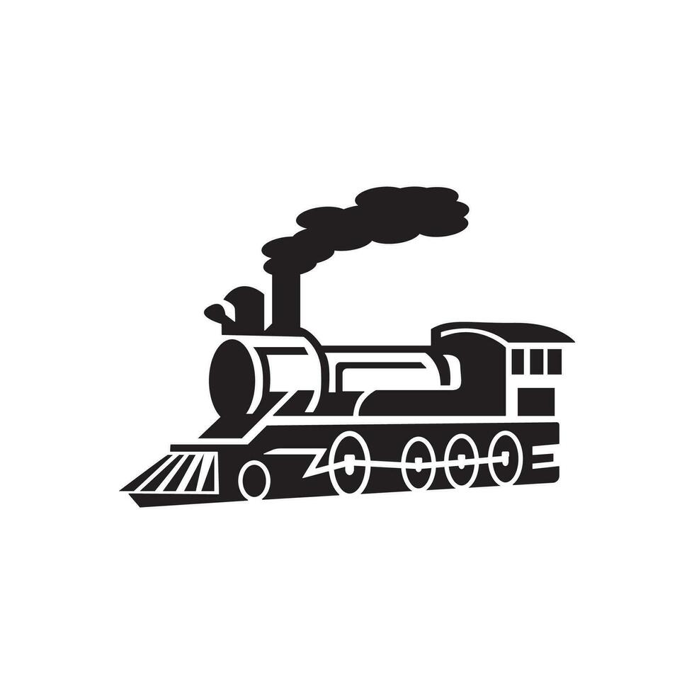train icon, silhouette logo simple design illustration vector