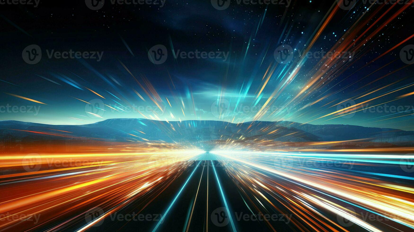 blue information highway abstract ai generated photo