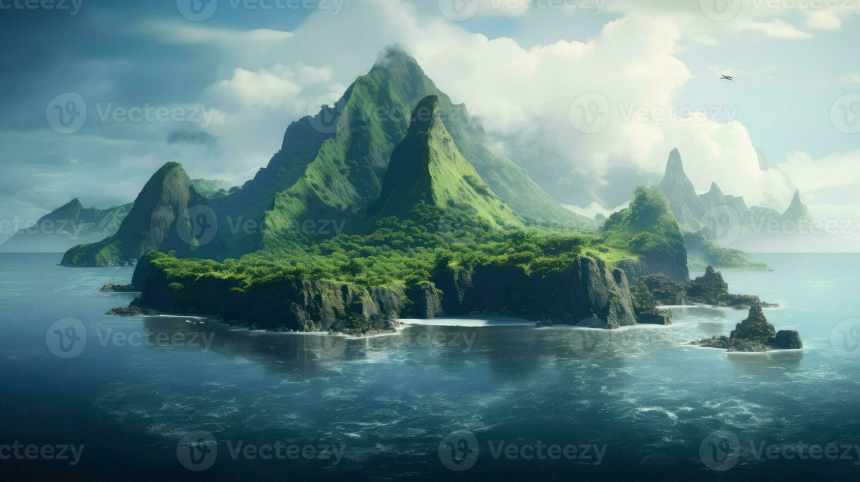 water volcanic island island ai generated photo