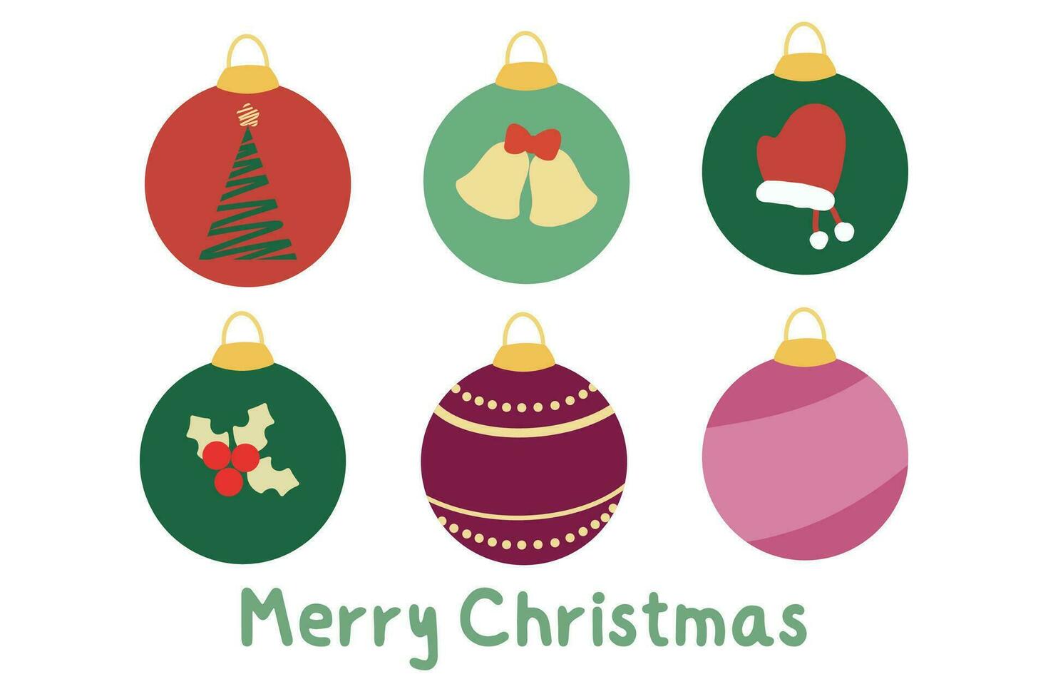 Set of Christmas ornaments, illustration for deco greeting, invitation and card vector