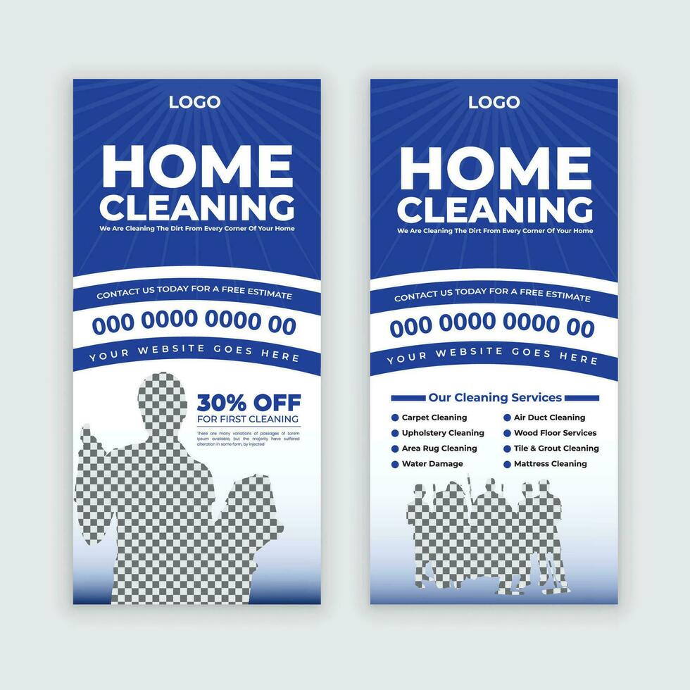 Home cleaning service Dl flyer template, or rack card for roof cleaning, window, office cleaning, junk dust removal, and Multipurpose Cleaning service rack card and leaflet layout vector
