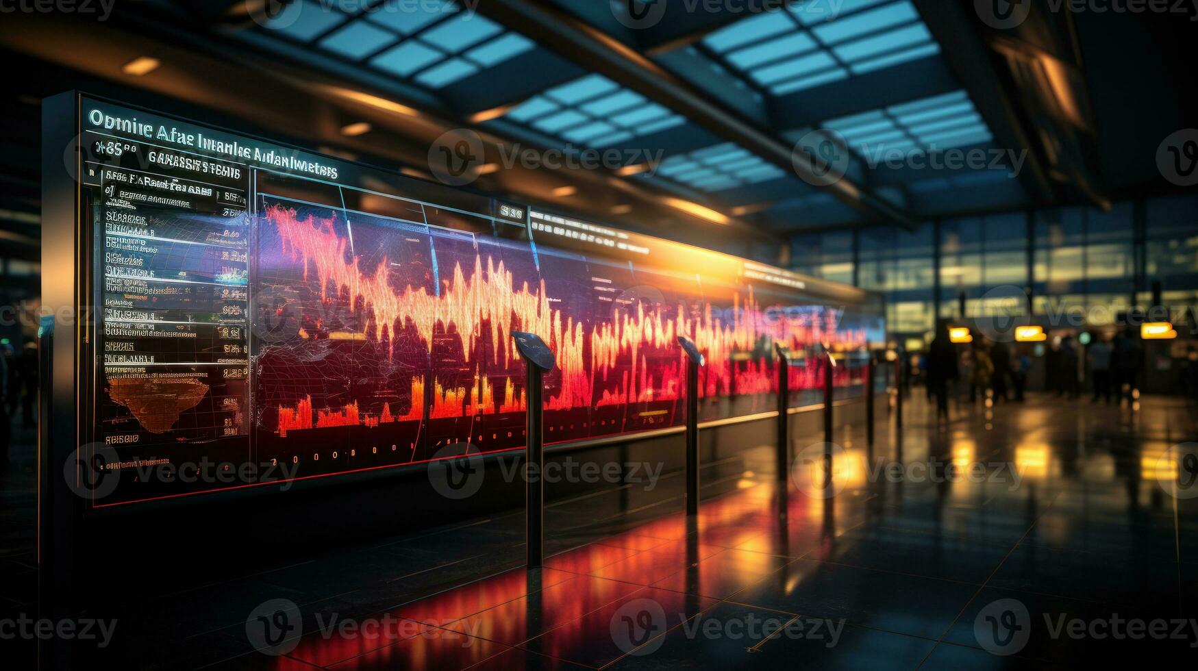 Data on screen monitor in the airport. 3d rendering photo
