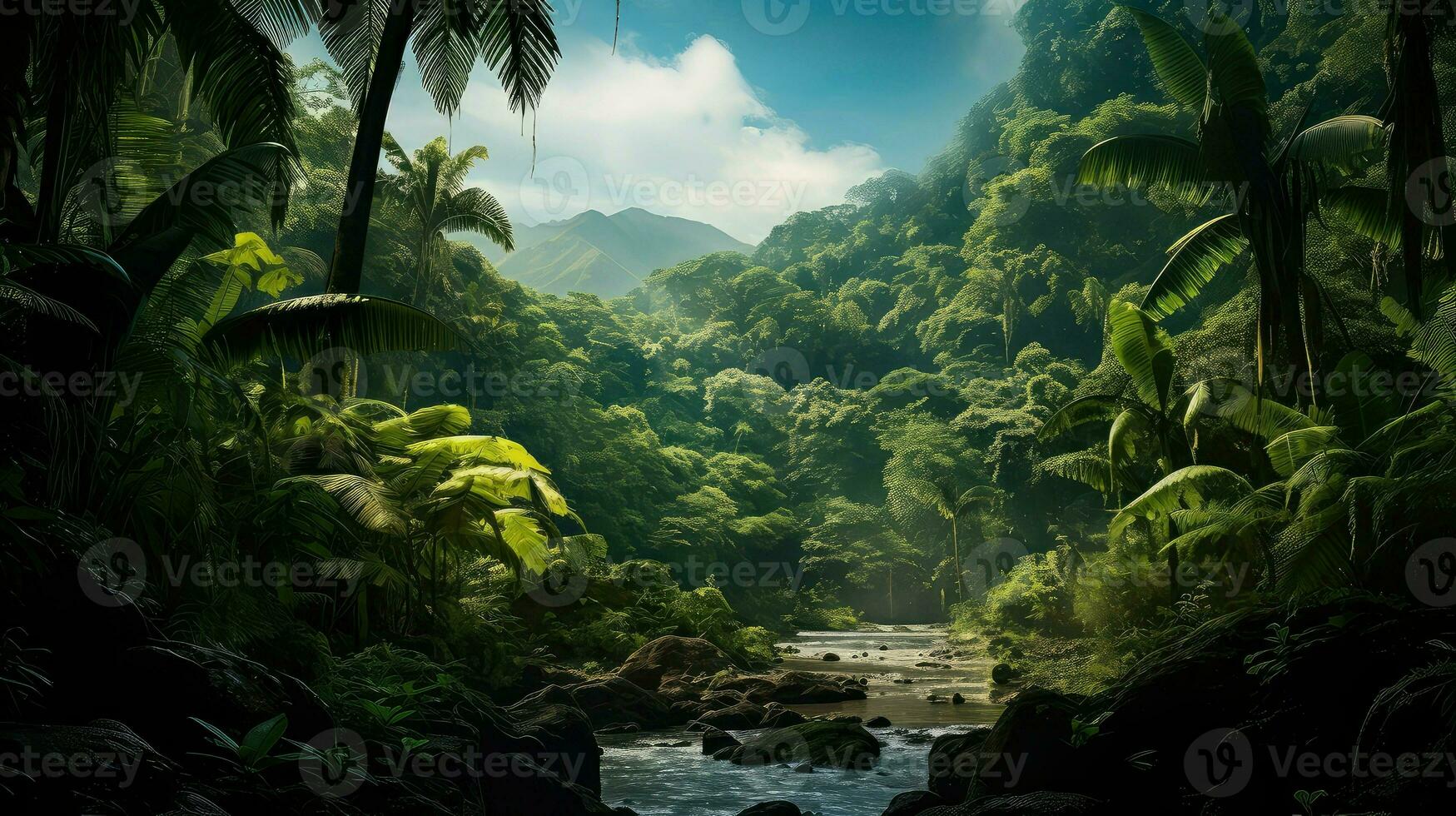 tropic hawaiian rainforest tropical ai generated photo