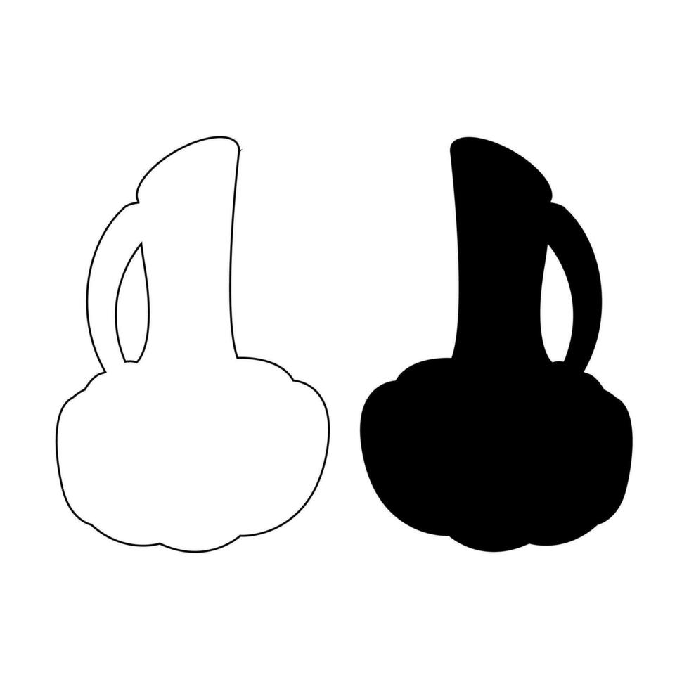 Jugs in a simple shape with a silhouette and outline in black color vector