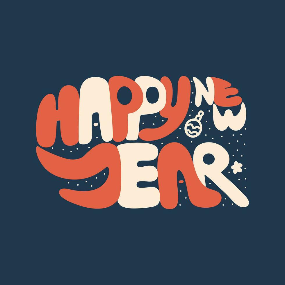 Handwritten inscription Happy New Year. Holiday lettering. Vector illustration.