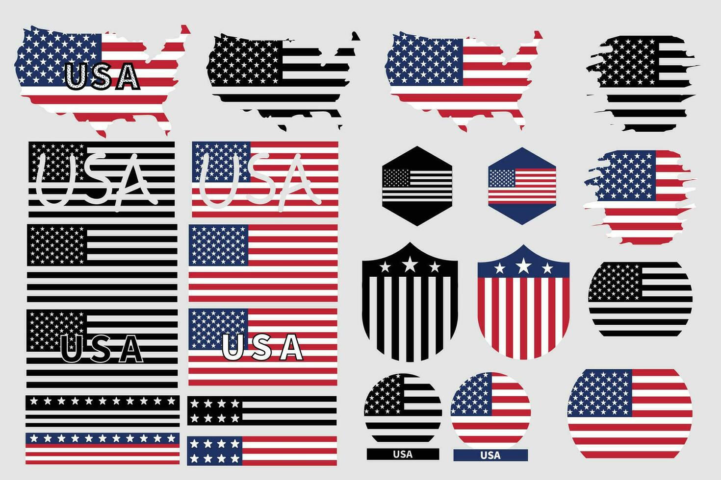 American Flag and Skull Bundle Pack, American Flag, Skull, Distressed Flag, USA Flag, USA Patriot for cutting Machine Files vector