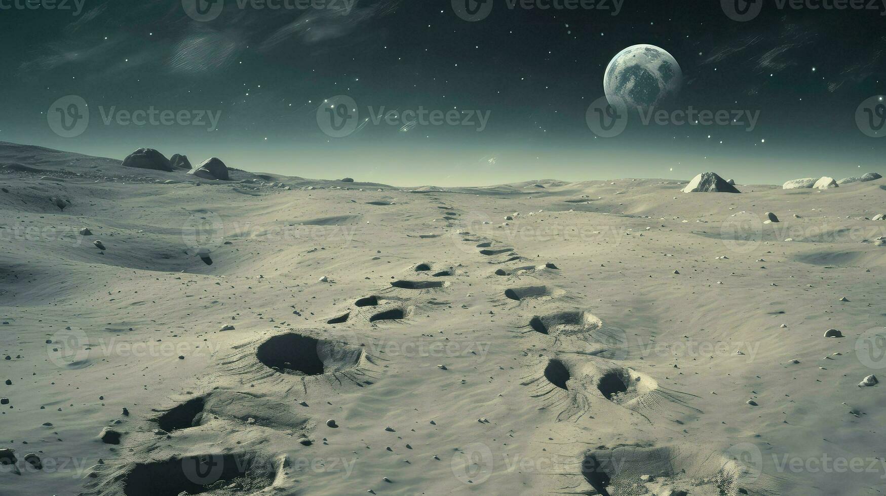 planet lunar crater landscape ai generated photo