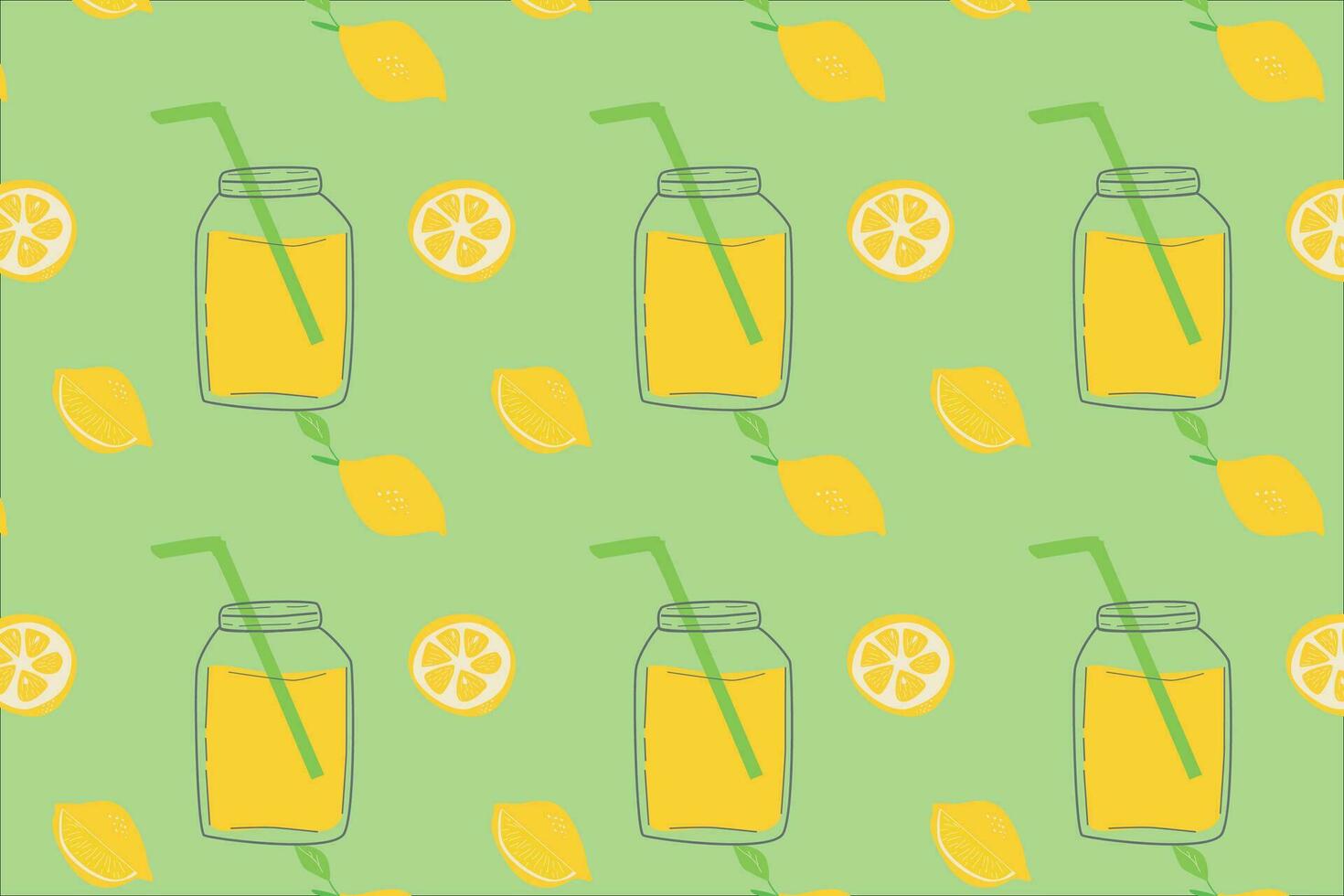 detox drink lemonade with lemon slices pattern vector