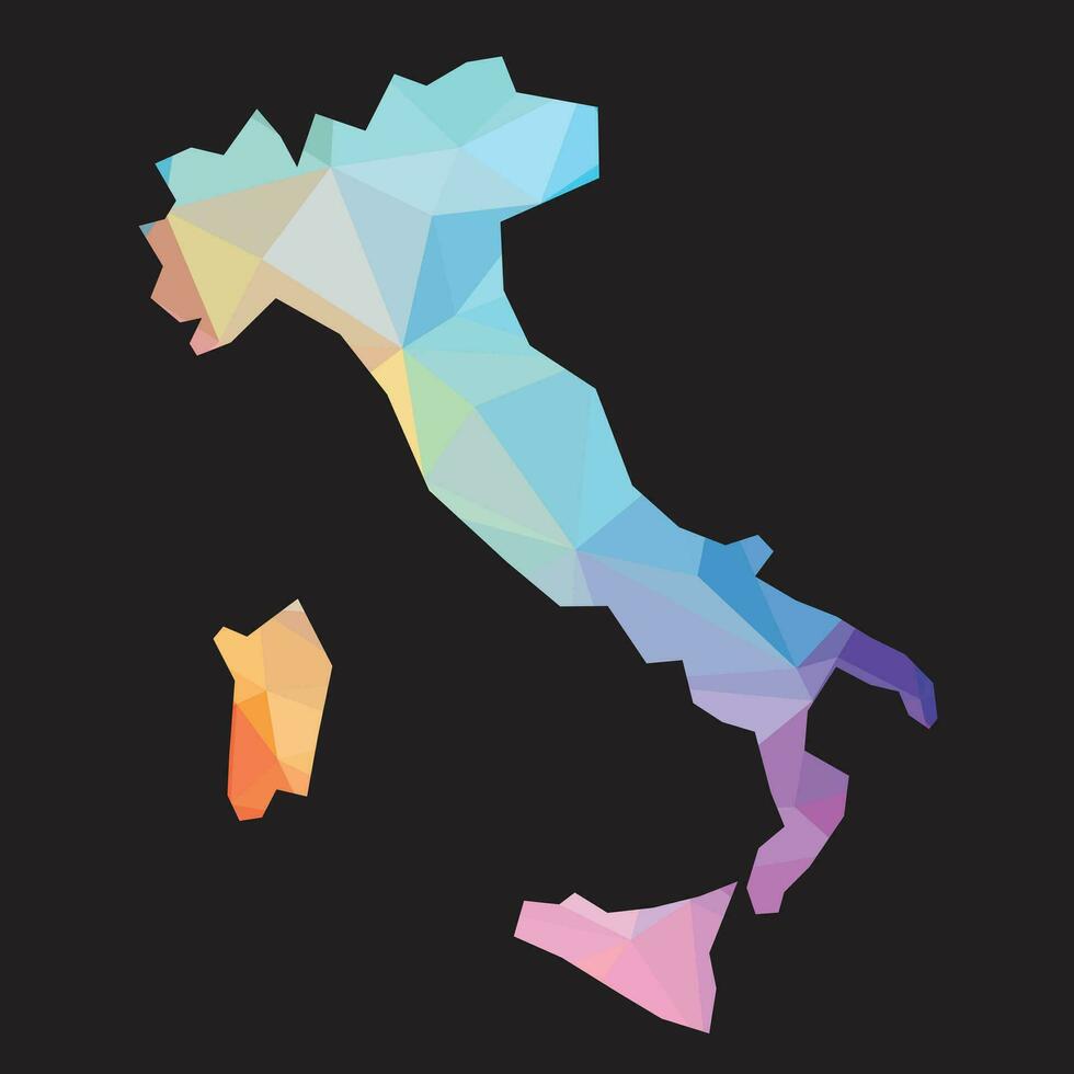 Colorful abstract vector low polygonal of Italy map.