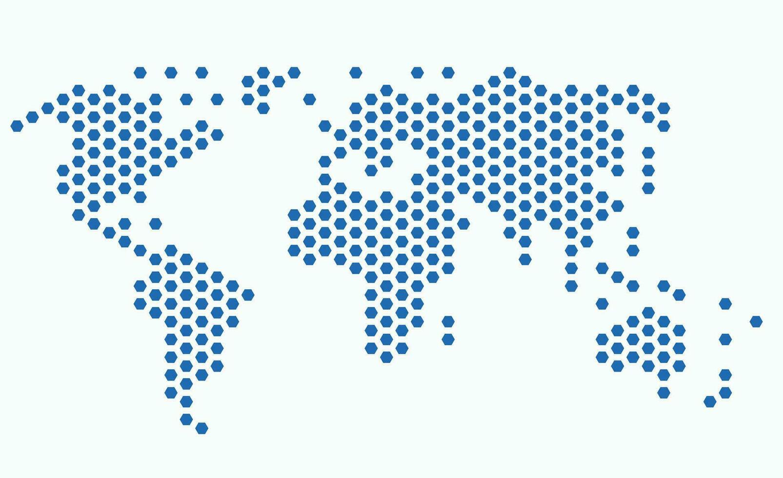 hexágono forma mundo mapa en blanco antecedentes. vector