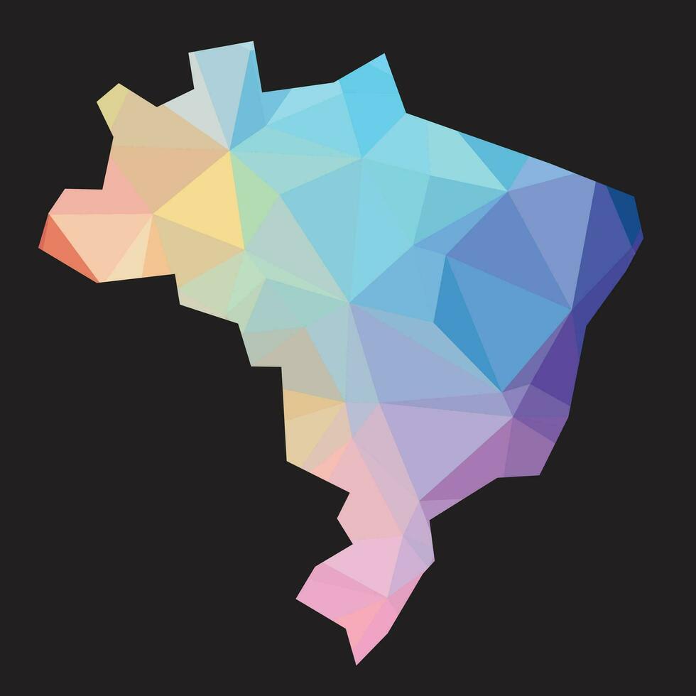 Colorful abstract vector low polygonal of Brazil map.