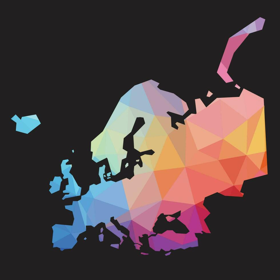 Colorful abstract vector low polygonal of Europe map. Vector illustration.