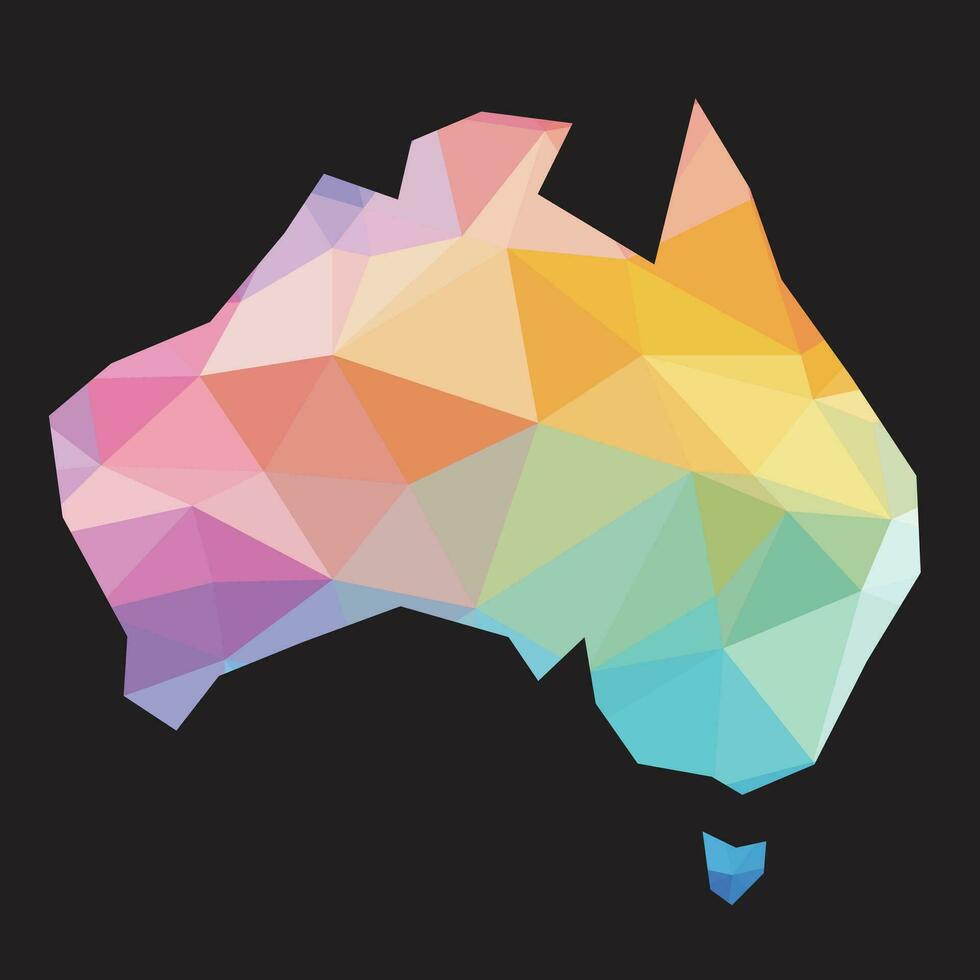 Colorful abstract vector low polygonal of Australia map.