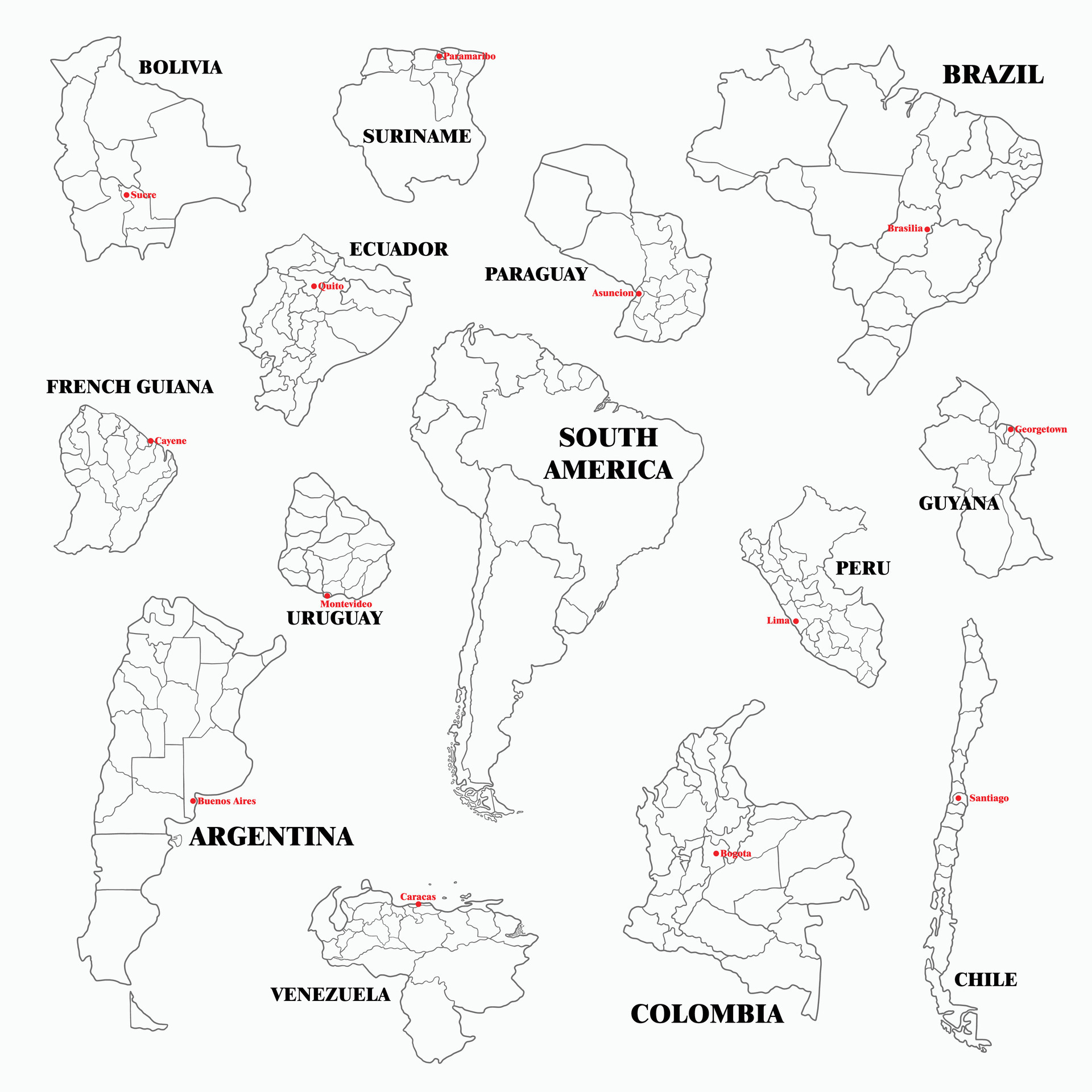 Doodle freehand drawing of Sourh - Doodle Freehand Drawing Of Sourh America Countries Map Vector