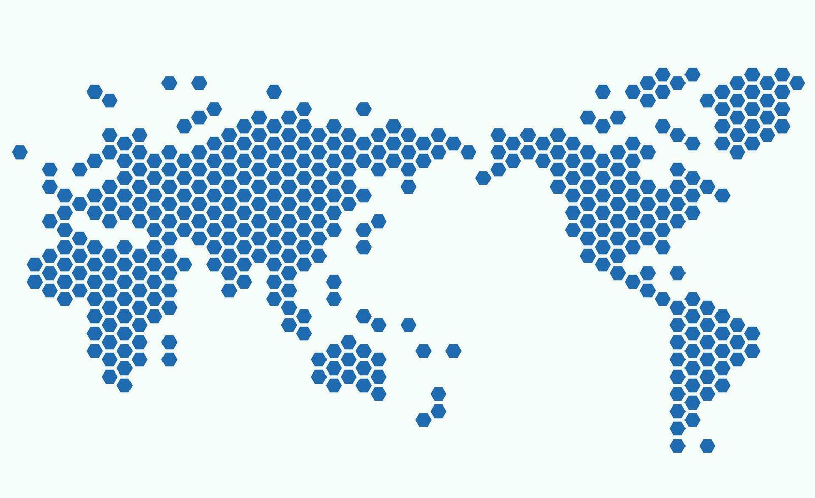 hexágono forma mundo mapa en blanco antecedentes. vector