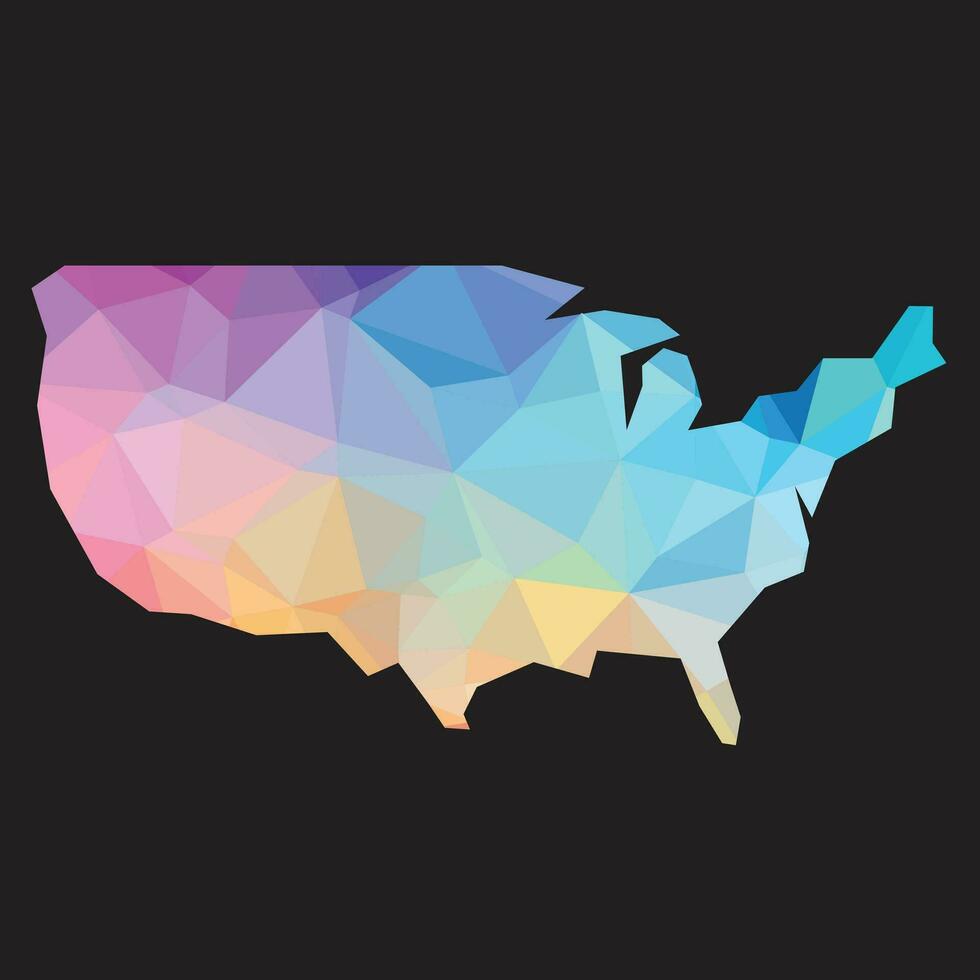 Colorful abstract vector low polygonal of United States of America map.