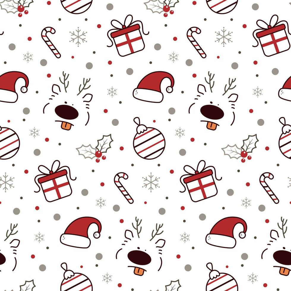 Christmas seamless pattern with funny deer vector