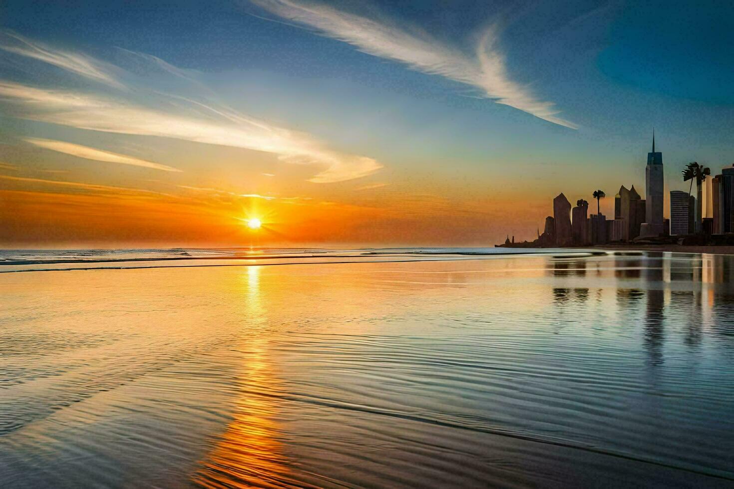 el Dom conjuntos terminado el ciudad horizonte en Dubái generado por ai foto