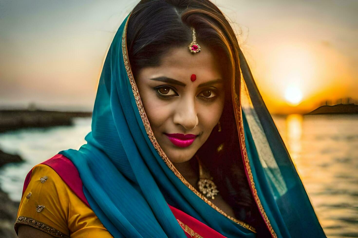 a beautiful indian woman in traditional clothing. AI-Generated photo