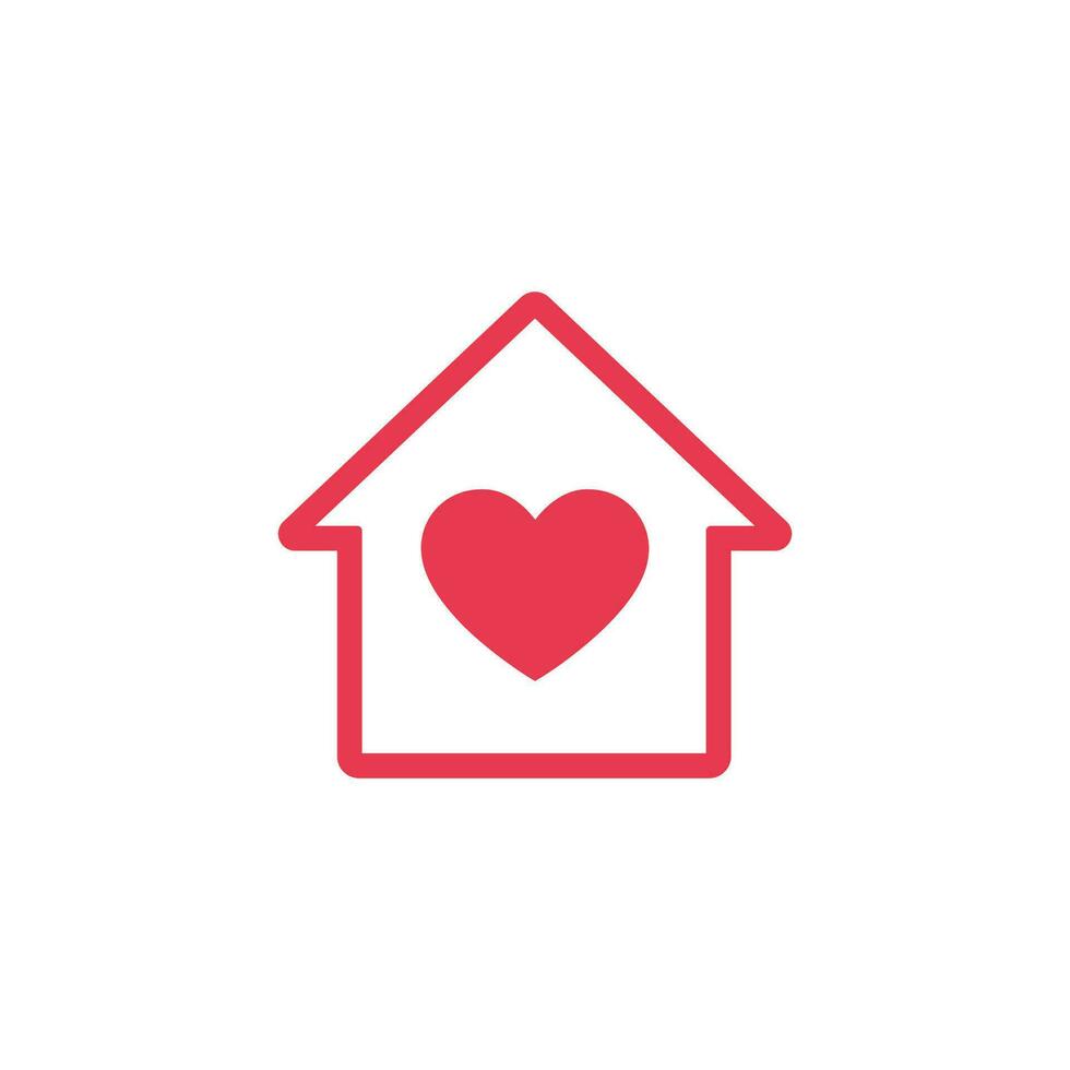 House icon with heart inside. Love and care in home symbol. Hospice vector icon.