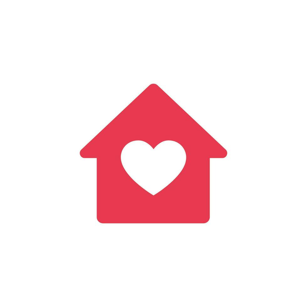 House icon with heart inside. Love and care in home symbol. Hospice vector icon.