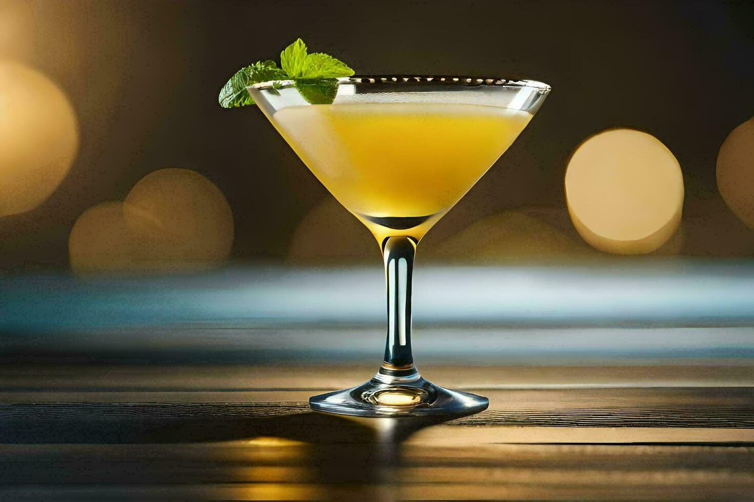 a cocktail with a mint leaf garnish. AI-Generated photo