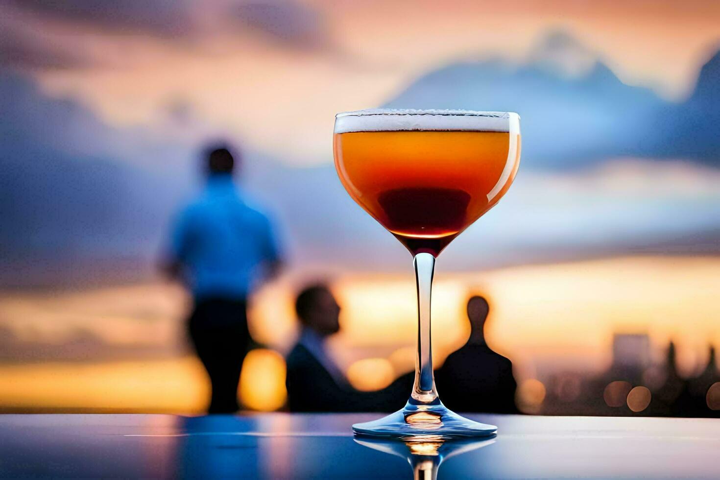 cocktail on the rooftop bar. AI-Generated photo