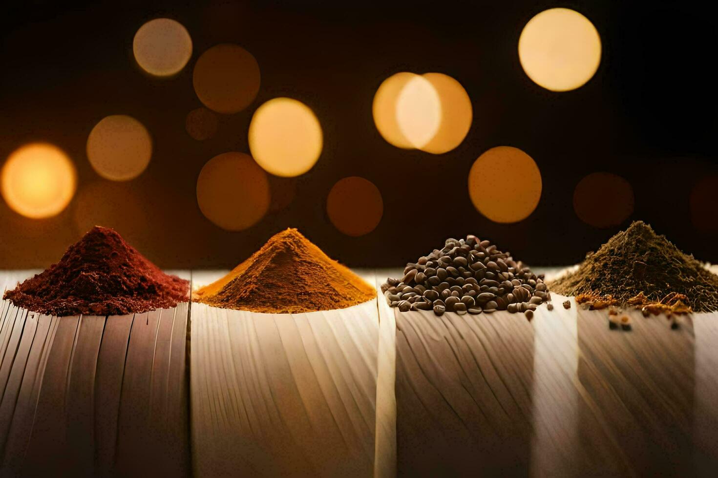 a close up of spices on a book. AI-Generated photo