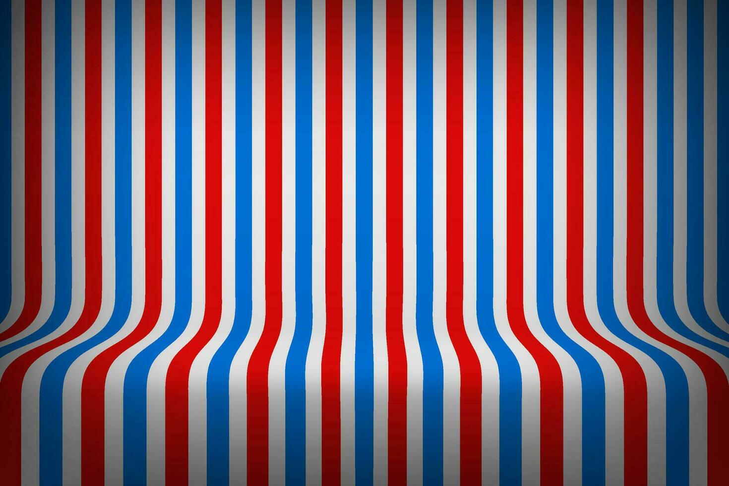 Empty studio with blue and red stripes on floor and wall. 3d style vector illustration