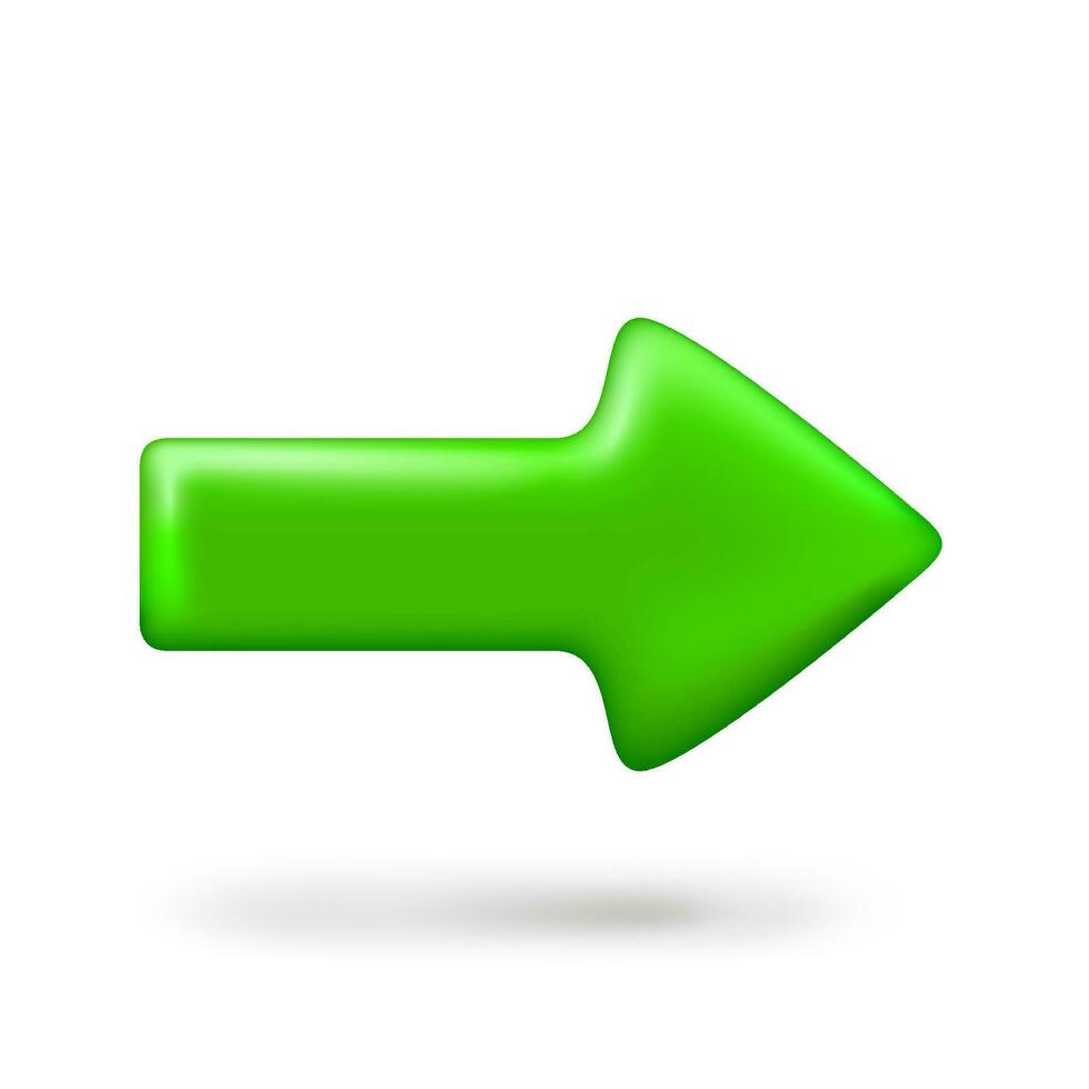 Green forward arrow realistic sign. 3d vector element