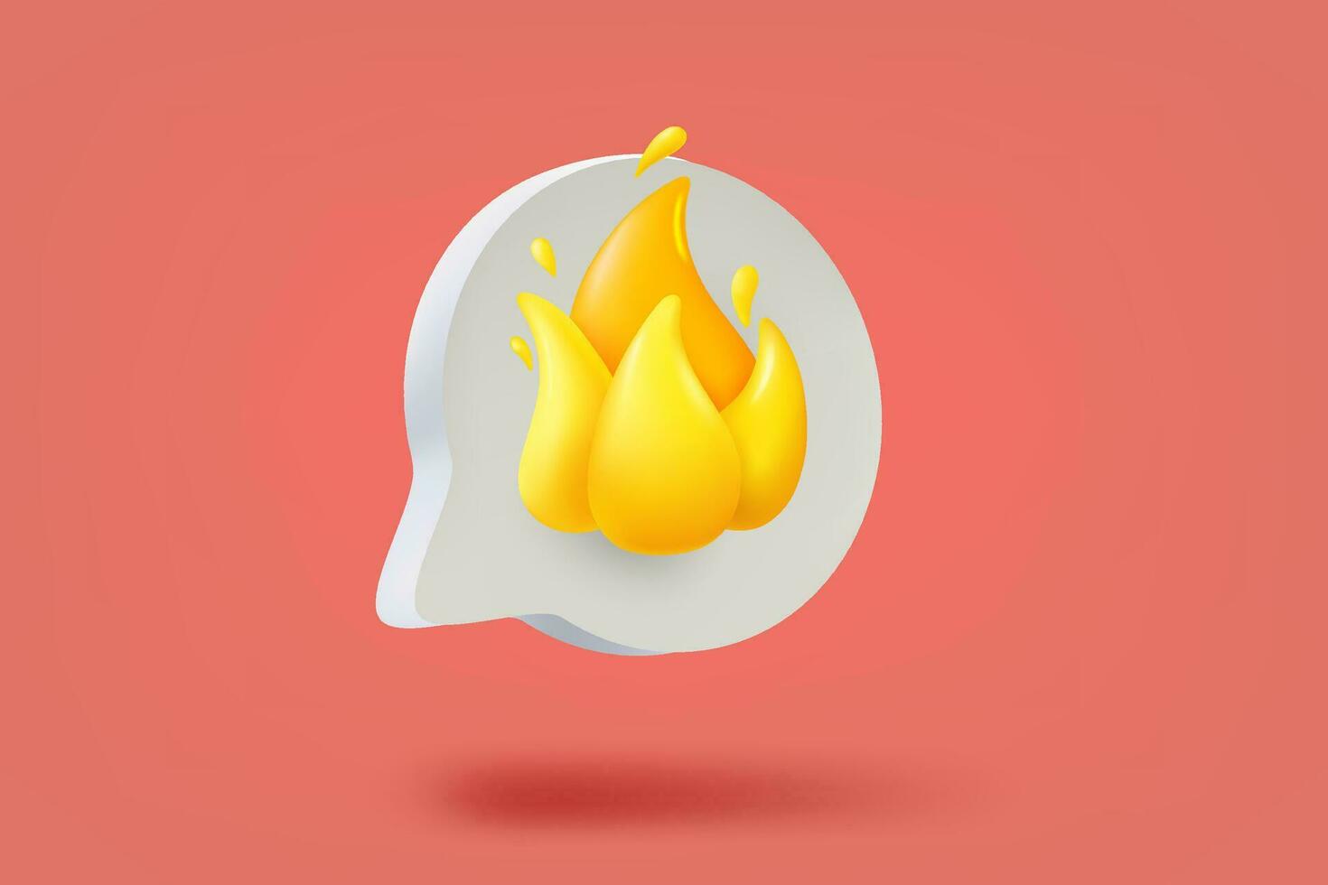 Speech bubble with flame. 3d vector illustration