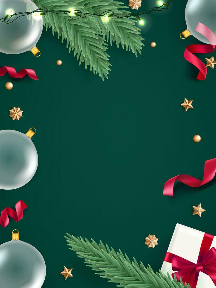 Christmas flat lay illustration with traditional christmas elements vector