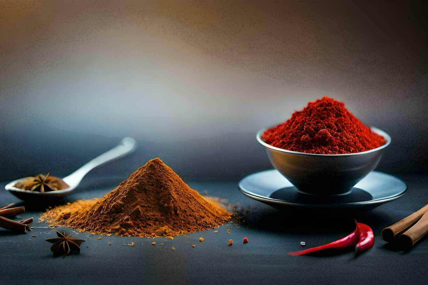 spices and spices on a black background. AI-Generated photo