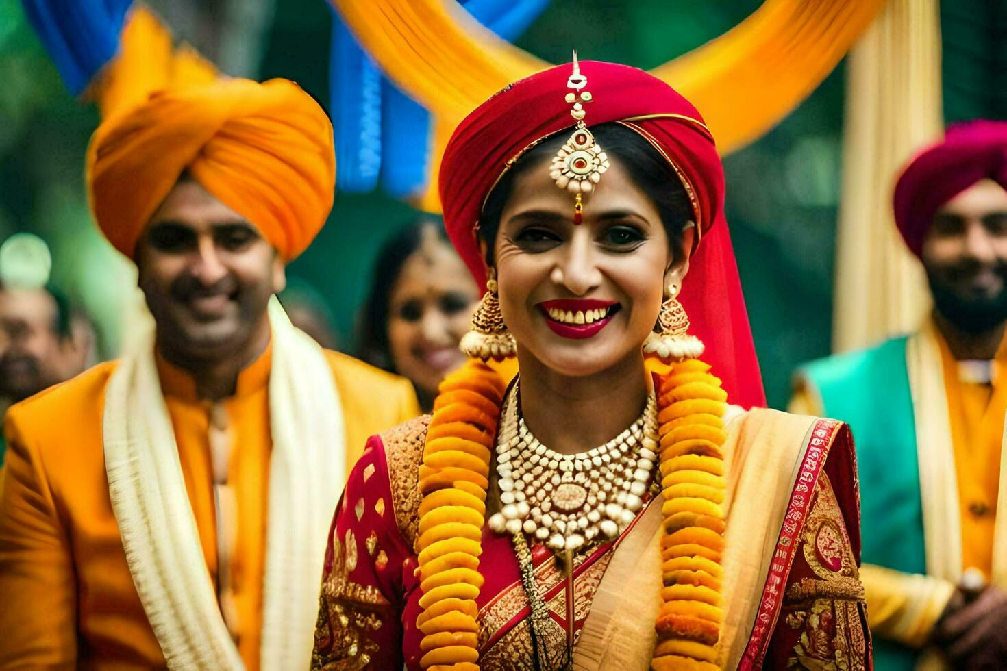 indio Boda en Delhi. generado por ai foto