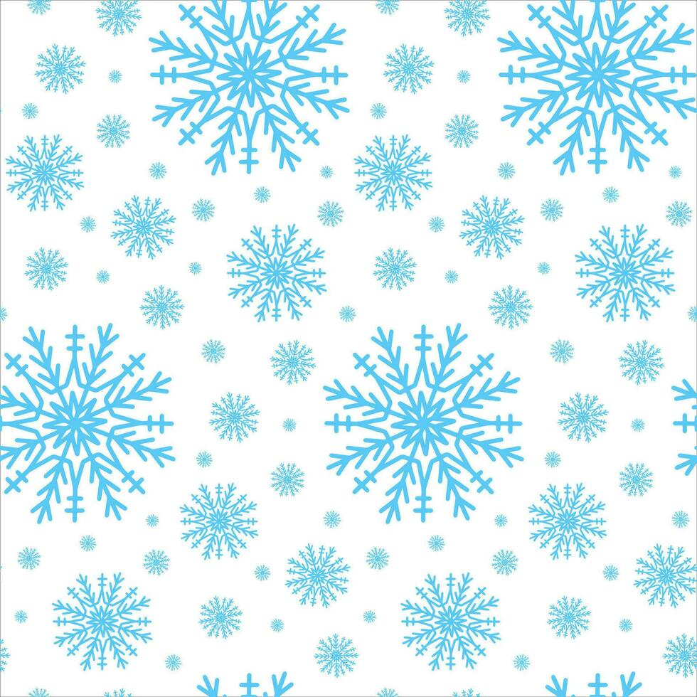 Cute Christmas seamless pattern with snowflakes isolated on white background. Happy new year wallpaper and wrapper for seasonal design, textile, decoration, greeting card. Hand drawn prints and doodle vector