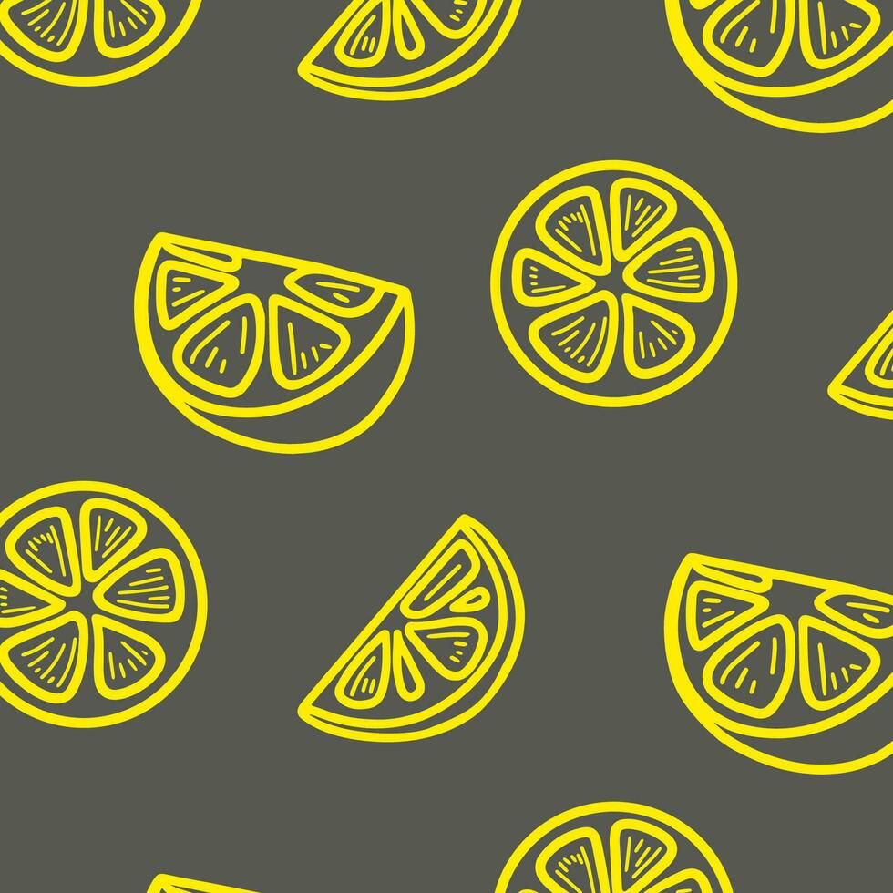 Fresh lemons background, hand drawn icons. Colorful wallpaper vector. Seamless pattern with fresh fruits collection. Decorative illustration, good for printing. Symbol of summer. Doodle style. vector