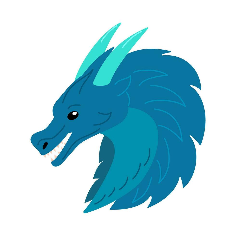 Dragon vector illustration. Blue dragon icon. Cartoon modern style vector illustration.