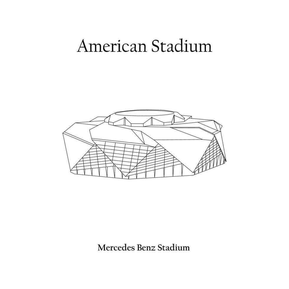 Graphic Design of the Mercedes Benz Stadium Atlanta City. FIFA World Cup 2026 in United States, Mexico, and Canada. Mexico International Football Stadium. vector