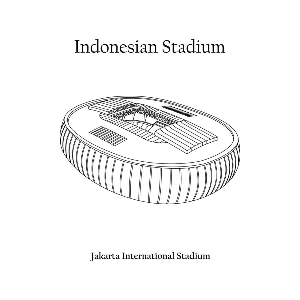 Graphic Design of the Jakarta International Stadium. U-17 World Cup 2023 International football stadium in Indonesian. vector