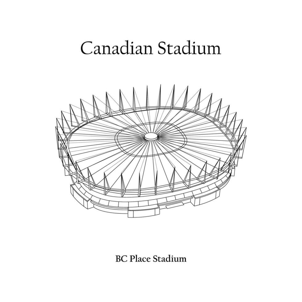 Graphic Design of the BC Place Stadium Vancouver City. FIFA World Cup 2026 in United States, Mexico, and Canada. Canadian International Football Stadium. vector