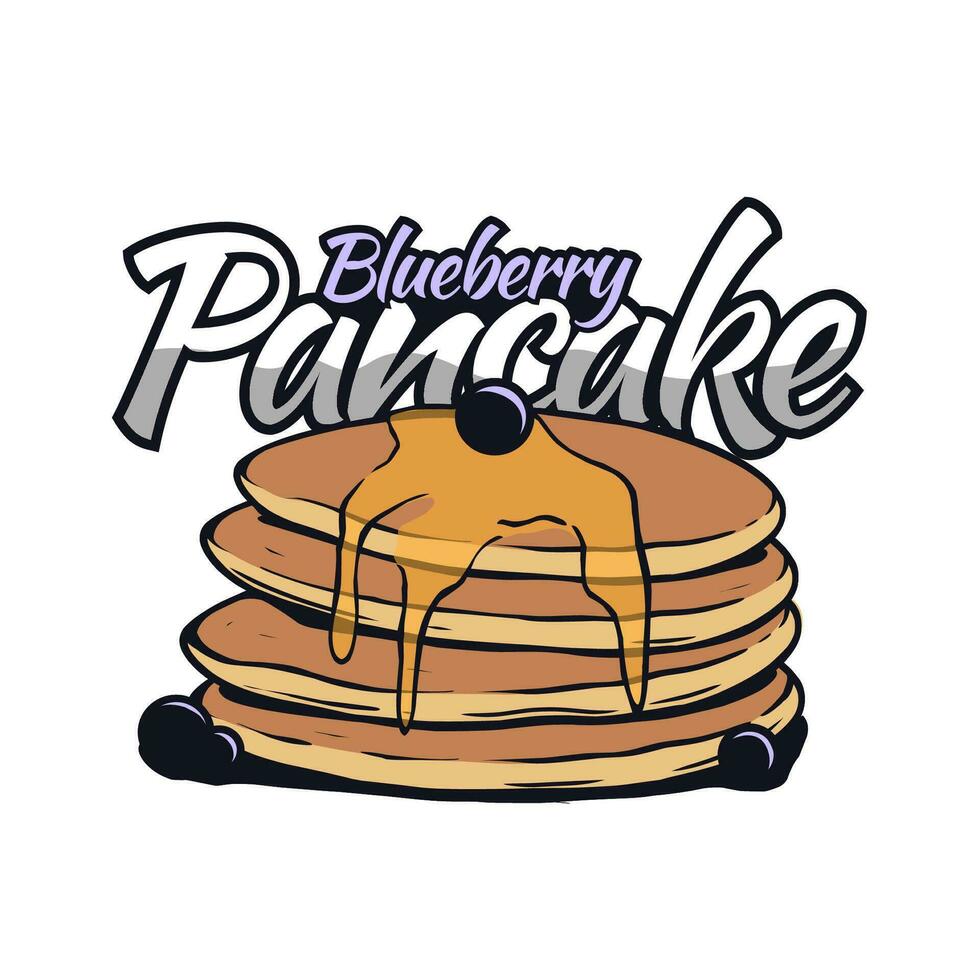 Blueberry pancake logo design for template vector