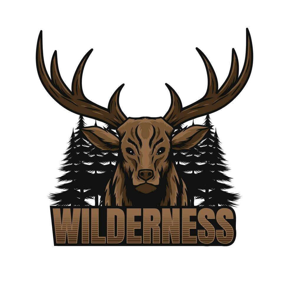 wilderness logo with deer mascot vector